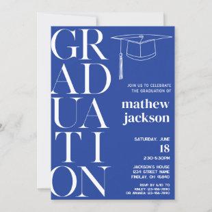 White Royal Blue Background '24 Graduation Party Invitation