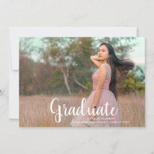 White Script Modern Graduate Photo Graduation Invitation