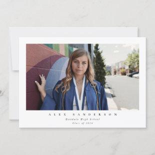 White Simple Modern Single Photo Graduation Announcement