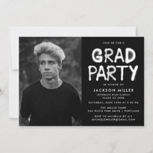White Spray Paint Photo Graduation Party Invitation