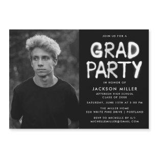 White Spray Paint Photo Graduation Party Magnetic Invitation