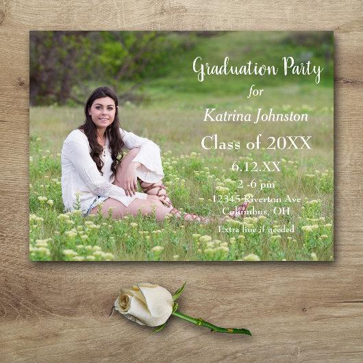 White Text Graduation Party Invitation Postcard