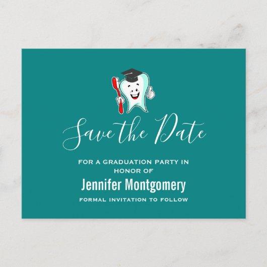 White Tooth wearing Graduation Cap Save the Date Invitation Postcard