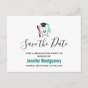 White Tooth wearing Graduation Cap Save the Date Invitation Postcard
