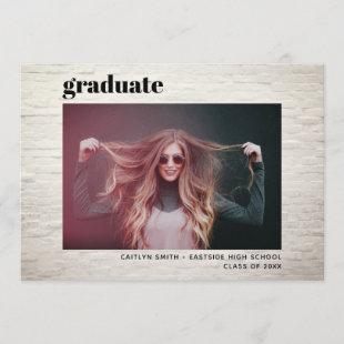 Whitewashed Brick Graduation Photo Invitation