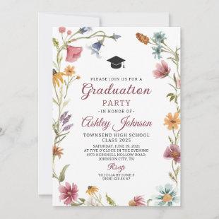 Wildflower Red Graduation Invitation Announcement