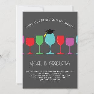 Wine Glass Bar Graduation Party Invitation