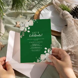 Winter Floral |Green Let's Celebrate Party Invitation