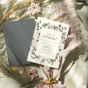 Winter Floral | Ivory Let's Celebrate Party  Invitation