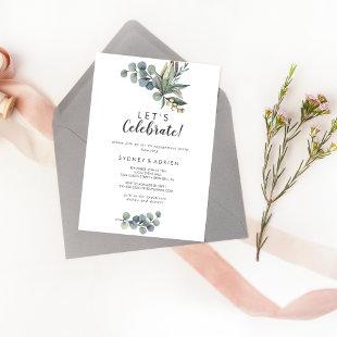 Winter Greenery Let's Celebrate Party Invitation