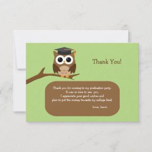 Wise Owl Graduation Thank You Note Invitation