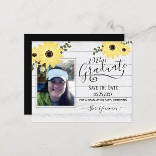 Wood Floral Photo Graduation Party Save the Date I