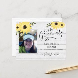 Wood Floral Photo Graduation Party Save the Date I Postcard
