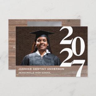 Wood & Large Numbers - 3x5 Graduation Announcement