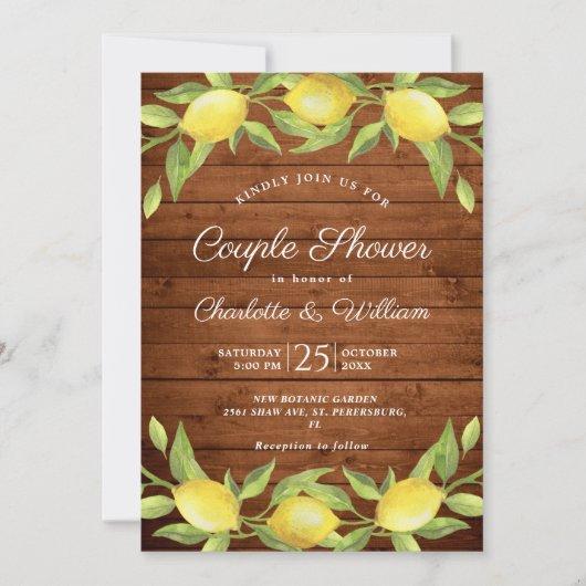 Wood & Lemons Greenery Watercolor Couple Shower Invitation