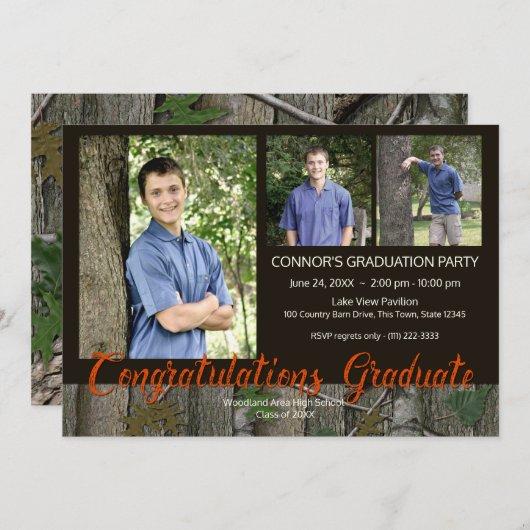 Woodland Camo Graduation Photo Invitation