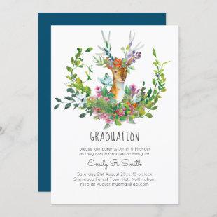 Woodland Deer Graduation Party Invitations Girl