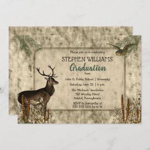 Woodsy Rustic Deer | Owl Graduation Party Invitation