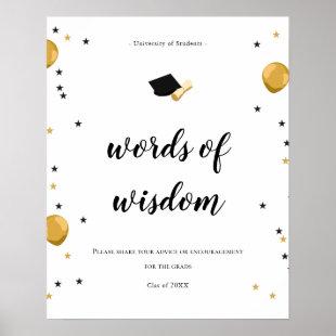 Words of wisdom students graduation party sign fun