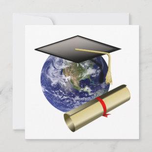 World Class Graduation - Cap and Golden Diploma Invitation