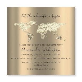 World Destination Map  Graduate Bridal Wedding Magnetic Invitation