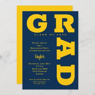 Yellow and Blue Graduation Party Invitation