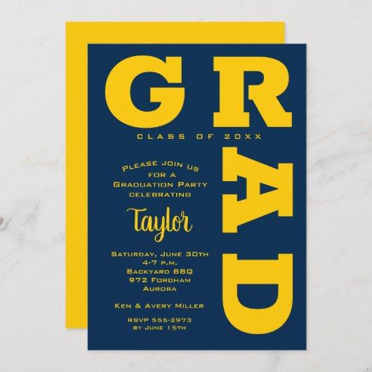 Yellow and Blue Graduation Party Invitation
