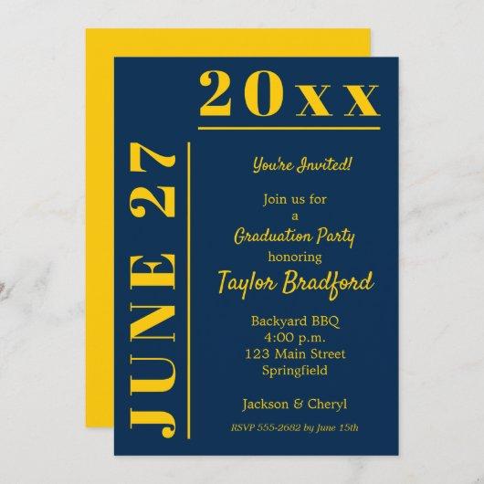 Yellow and Blue Graduation Party Invitations