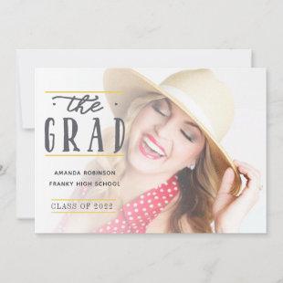 Yellow and Grey Graduation Photo Announcement