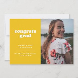 Yellow and White Congrats Grad Photo Graduation Announcement