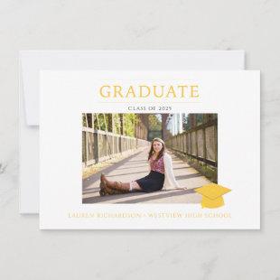 Yellow and White Simple Photo Graduation Party Invitation