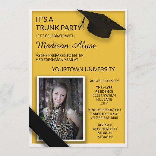 Yellow Black College Trunk Party Dorm Shower Photo Invitation