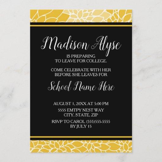 Yellow Black Floral Trunk College Party Invitation