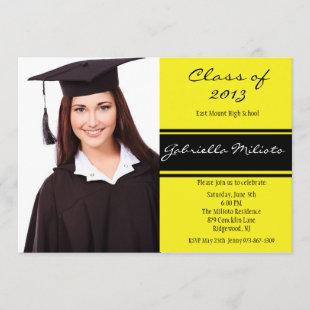 Yellow & Black Photo Graduation Invitation