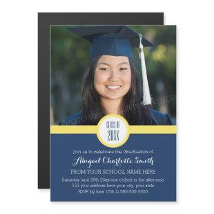Yellow Blue Modern Graduation Party Magnetic Card