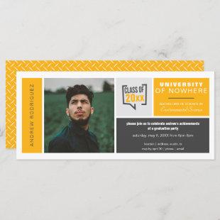 Yellow Boxes & Photo Wide Graduation Invitation