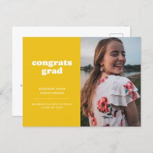 Yellow Congrats Grad Photo Graduation Invitation Postcard