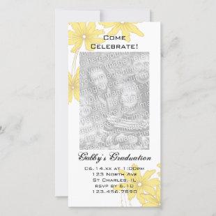 Yellow Daisy Graduation Party Invite Photo Card