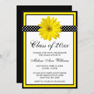 Yellow Daisy Polka Dots Graduation Announcement
