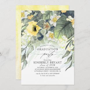 Yellow Floral Elegant Stylish Spring Graduation Invitation