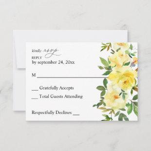 Yellow Floral no Meal RSVP Card