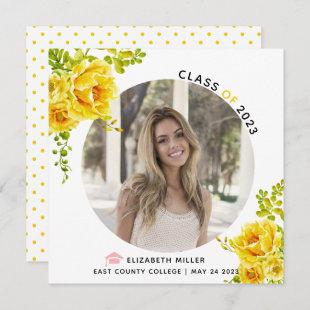 Yellow flowers Class of 2023 graduation photo Announcement