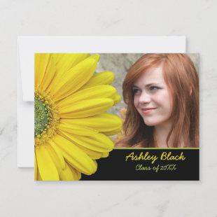Yellow Gerbera Daisy Flower Photo Graduation Invitation