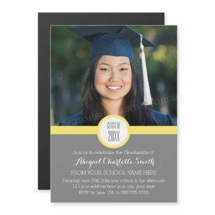 Yellow Grey Modern Graduation Party Magnetic Card