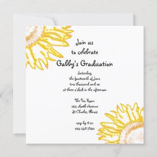 Yellow Neon Sunflower Graduation Party Invitation