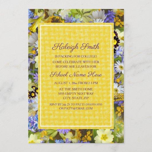 Yellow Purple Floral College Trunk Party Invitation