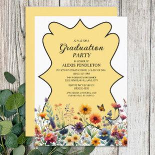 Yellow Purple Wildflowers High School Graduation Invitation
