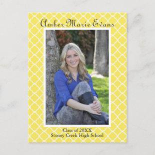 Yellow Quatrefoil - Graduation Post Card