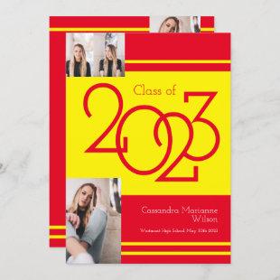 Yellow Red School Colors Graduation Announcement