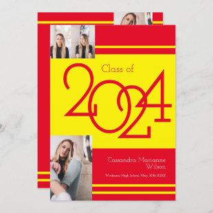 Yellow Red School Colors Graduation Announcement